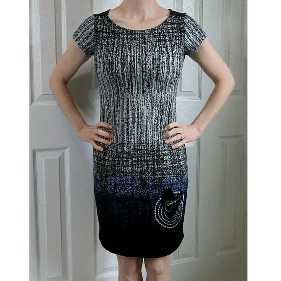 Desigual Black White Dress Office Cocktail Party, Date Casual Designer Women XS - Picture 1 of 12